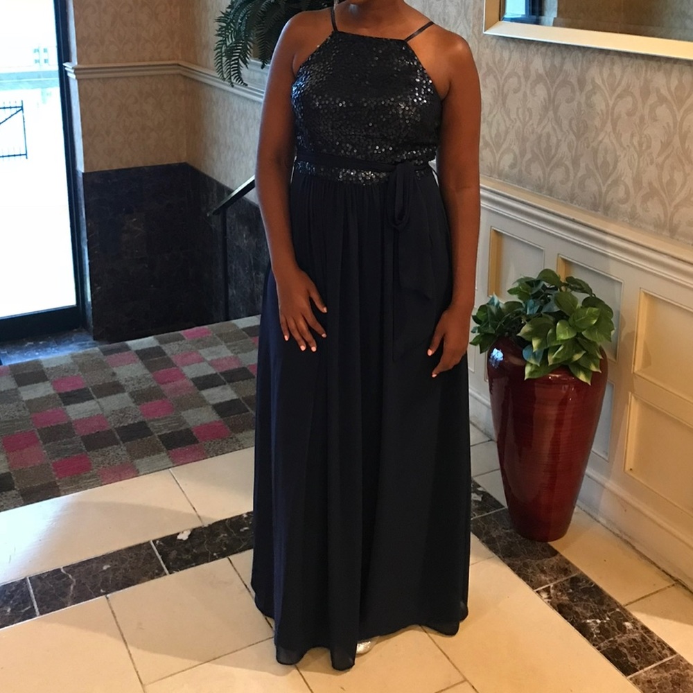 David’s Bridal Navy Bridemaids Dress